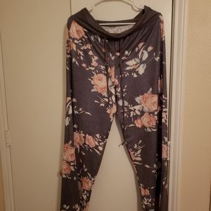 Gray floral printed palazzo pants